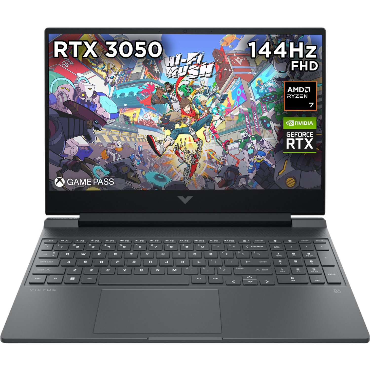 HP Victus 15.6in R7 16GB 512GB RTX3050 - Black - Image 1