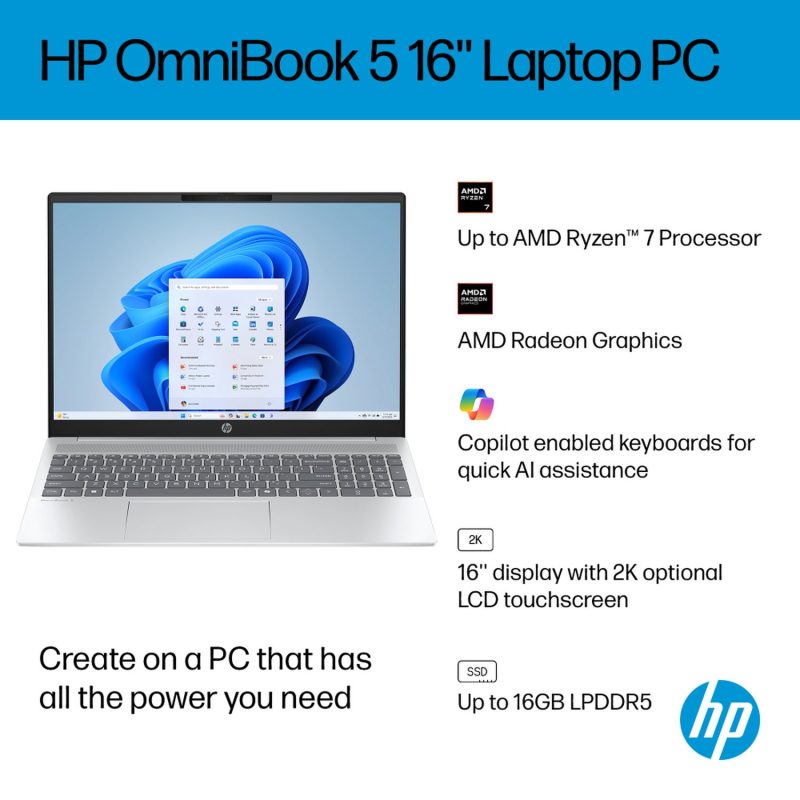 HP OmniBook 5 16in R7 16GB 1TB - Silver