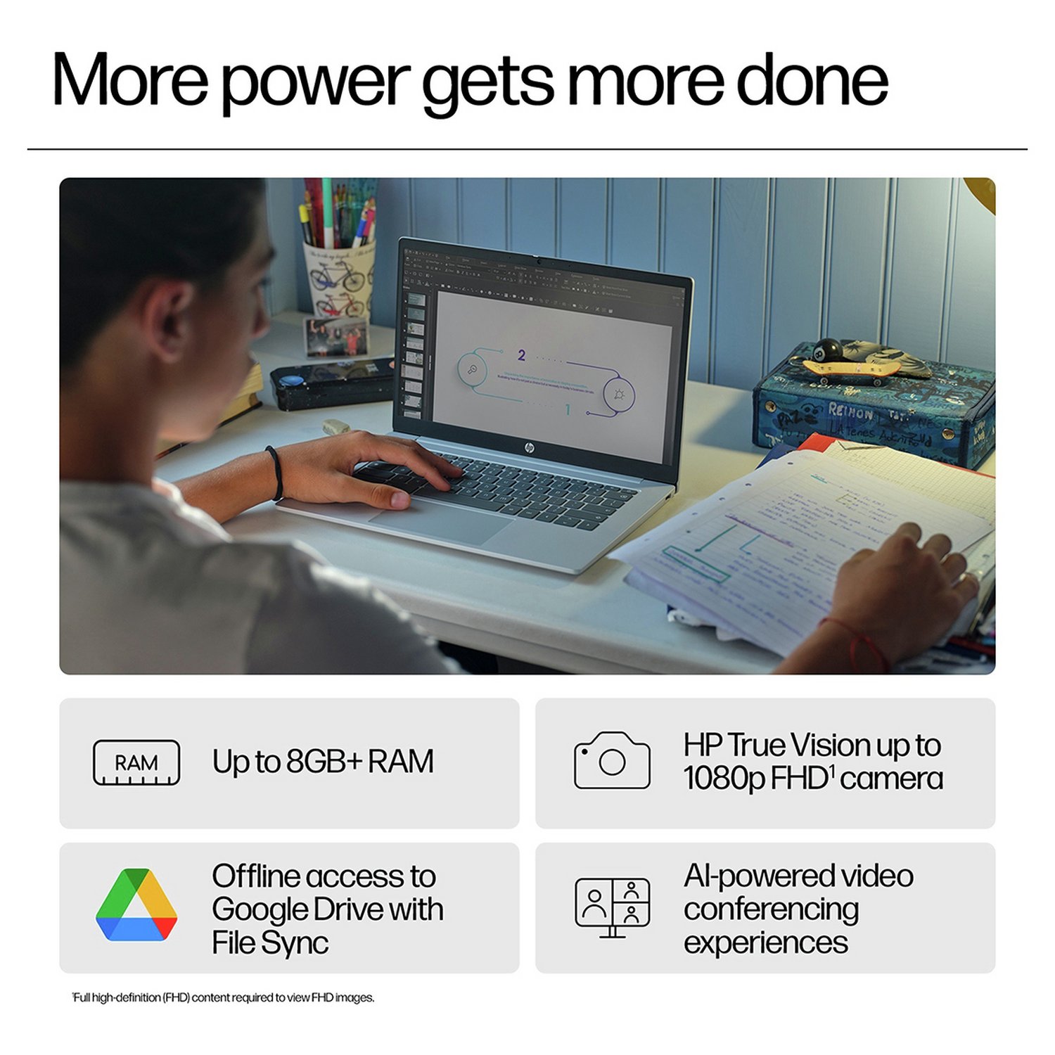 HP 14a-nf0000na 14in i3 8GB 256GB Chromebook Plus - Grey — 14" IPS, Intel i3 N305 processor., 8 GB RAM - Image 2