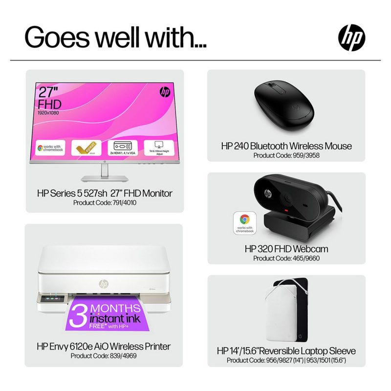 HP 14a-nf0000na 14in i3 8GB 256GB Chromebook Plus - Grey — 14" IPS, Intel i3 N305 processor., 8 GB RAM