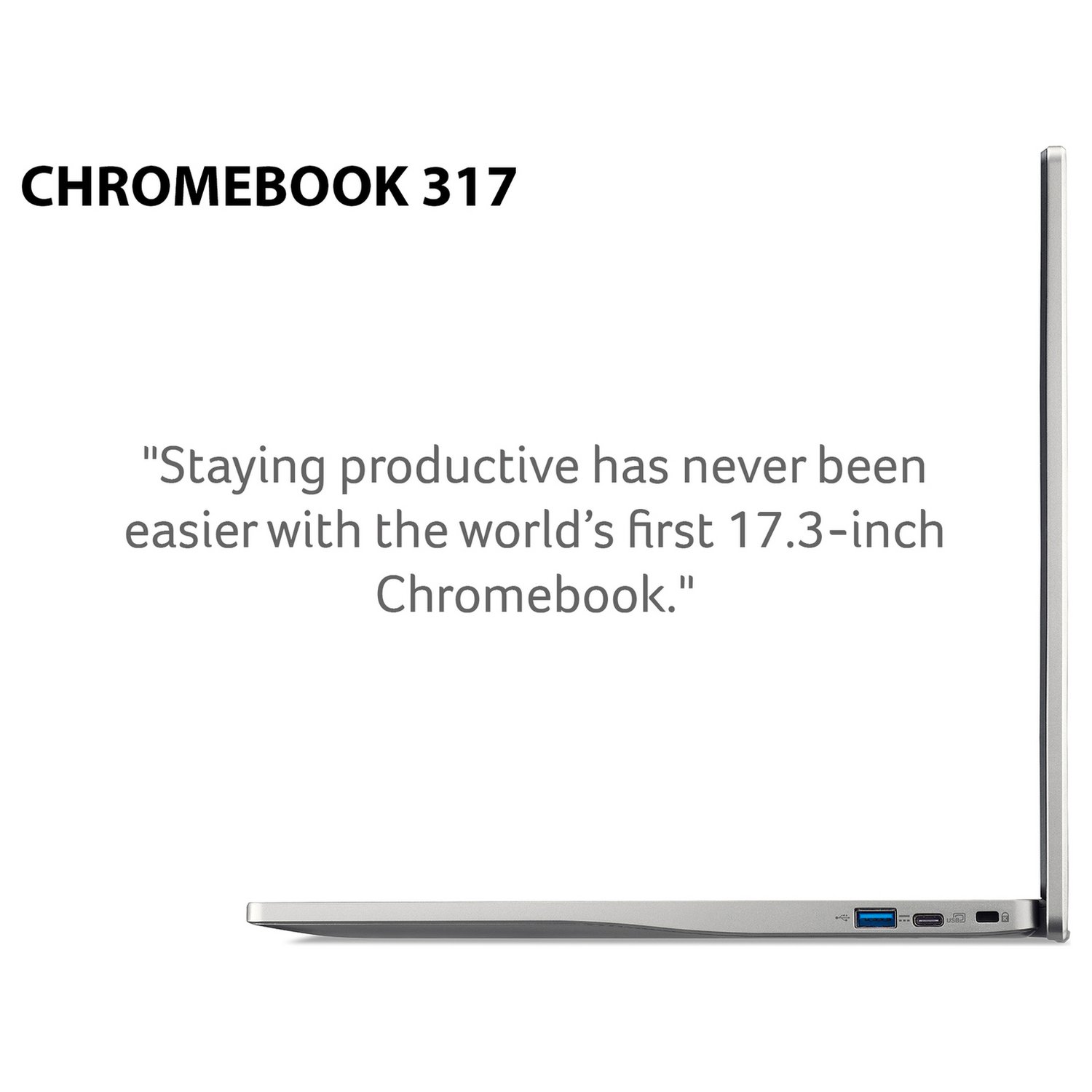 Acer 317 17.3in Pentium 4GB 128GB Chromebook - Silver — 17.3" IPS, 4 GB RAM - Image 3